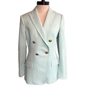A.L.C. Sedgwick II Double Breasted Blazer Mint Green Gold buttons Size 2  Small